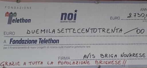 Briga cifra Telethon raccolta